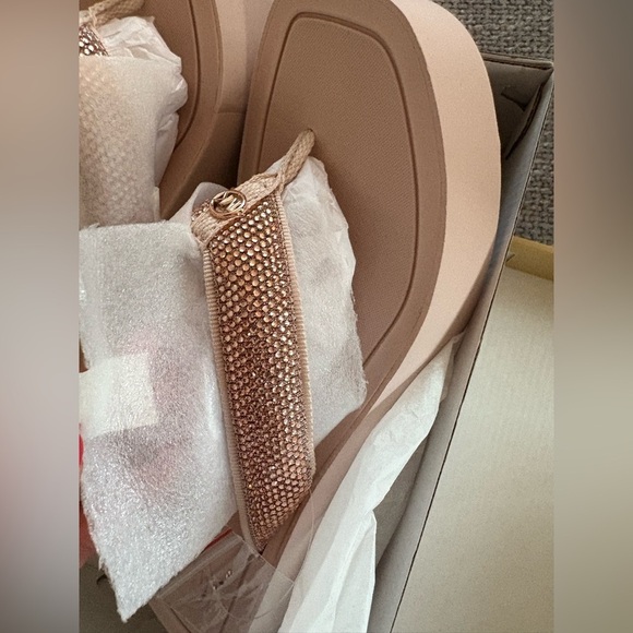 Michael Kors Glitter Chain Mesh Platform Sandals Size 9 Rose Gold - Picture 6 of 16